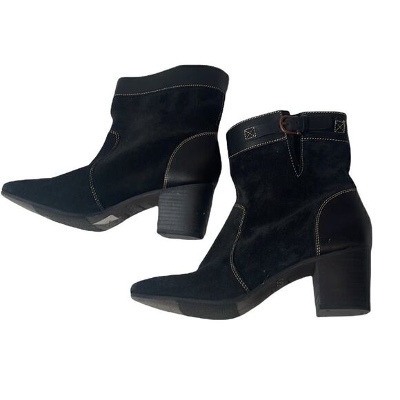 Sebego Suede and leather Black Heeled Booties. Size 9. - Picture 1 of 11